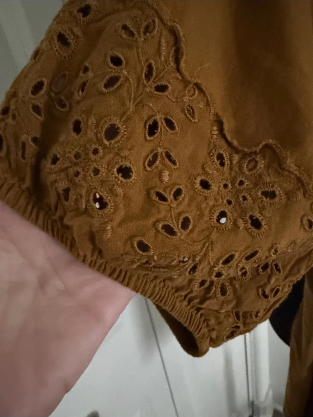 NWT Old Navy Brown Eyelet Puff Sleeve Square Neck Blouse